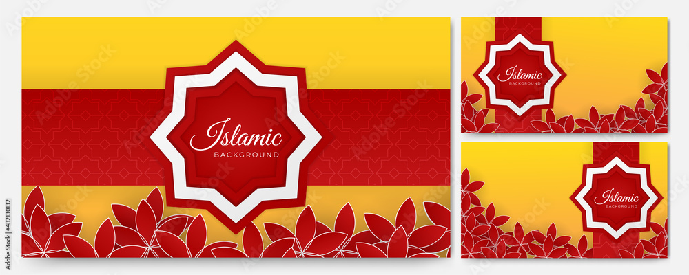 Elegant mandala red yellow Islamic design background Elegant mandala red yellow Islamic design background