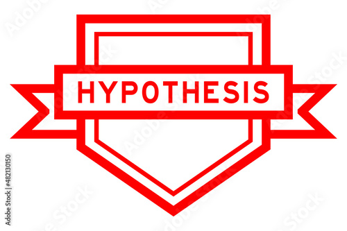 Vintage red color pentagon label banner with word hypothesis on white background