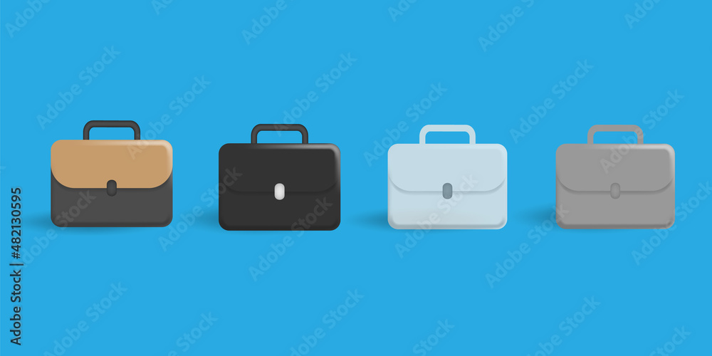 3D cartoon style of business bag suitcase set collection, with shadow  highlight effect Stock Vector | Adobe Stock