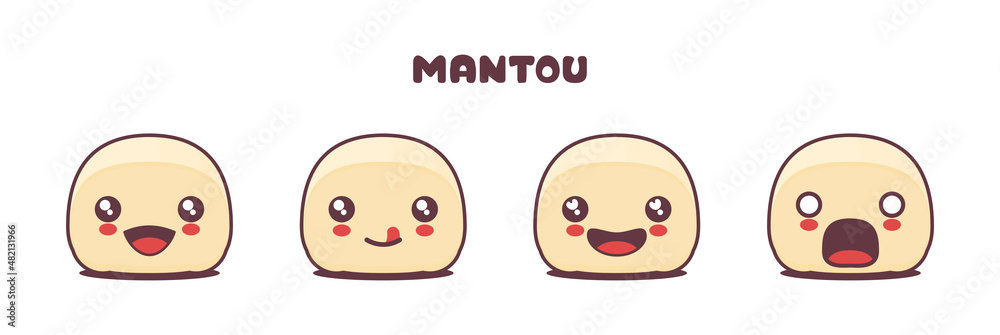 vector mantou buns mascot cartoon, with different facial expressions vector mantou buns mascot cartoon, with different facial expressions