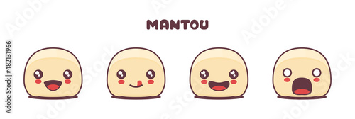 vector mantou buns mascot cartoon, with different facial expressions