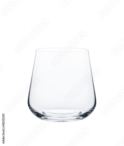 Empty whiskey tumbler glasses isolated on white background.