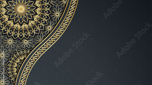 Elegant Mandala arabic black gold Islamic design background