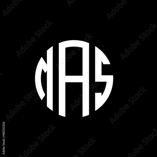 MAS letter logo design. MAS modern letter logo with black background. MAS creative  letter logo. simple and modern letter MAS logo template, MAS circle letter logo design with circle shape. MAS  