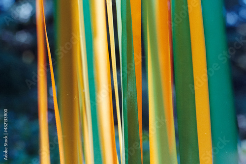 Close up of colorful cloth in the wind