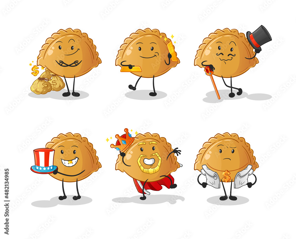 dumpling rich character. cartoon mascot vector dumpling rich character. cartoon mascot vector