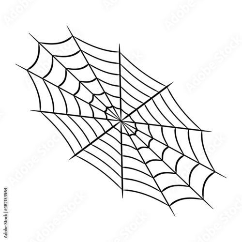 Oval cobweb symbol, hand drawn tangle and trap spider web