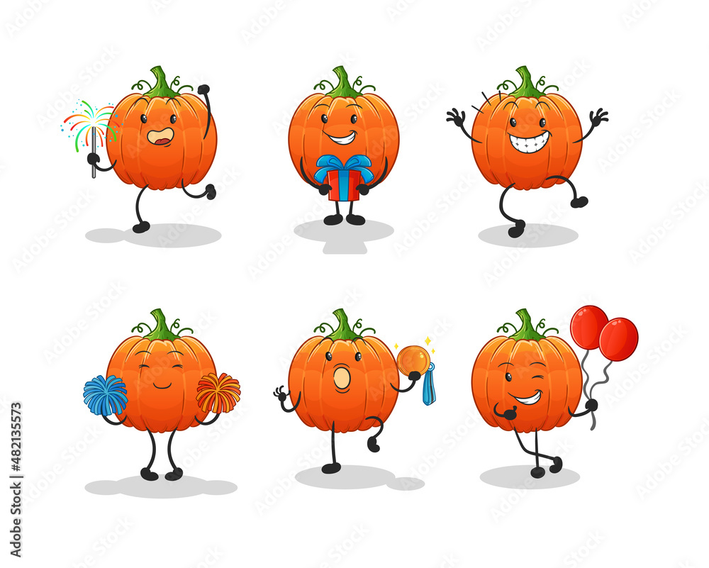 Fototapeta premium pumpkin celebration set character. cartoon mascot vector