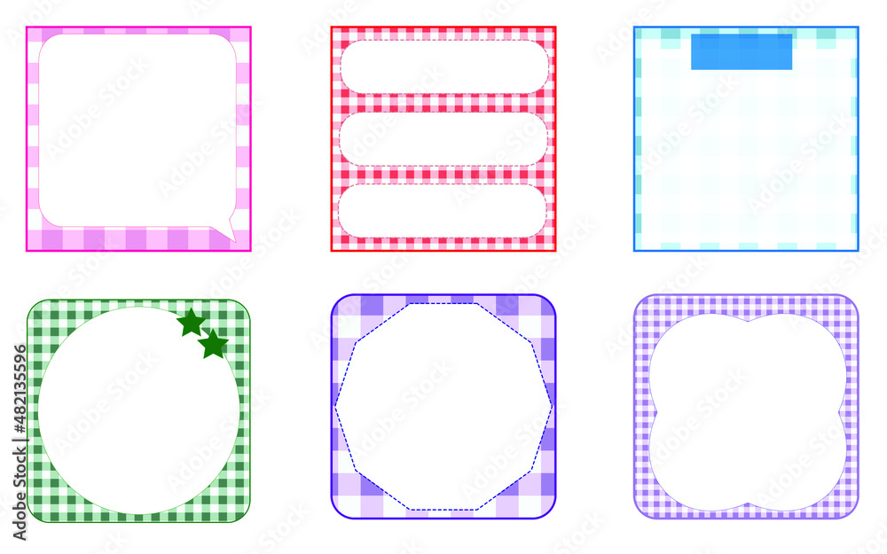 set of the colorful retro checkered memo, planner, notepad, paper, sticky note, reminder, journal. cute, simple, and printable