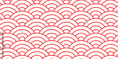 Seamless japanese geometrical pattern. Repeating asian nature textured. Soft red and white colors. Vector illustration.