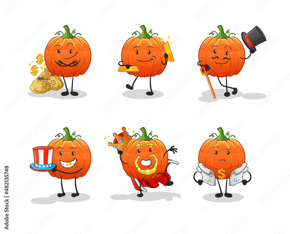 pumpkin rich character. cartoon mascot vector pumpkin rich character. cartoon mascot vector