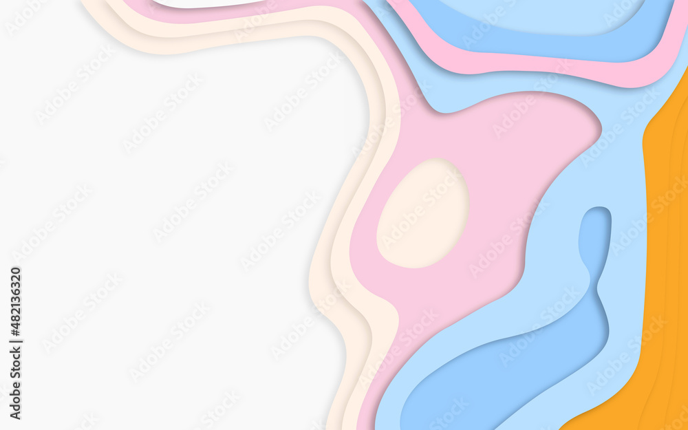 Vector 3D abstract background with paper cut shapes. Colorful carving art. Paper craft landscape with gradient fade colors. abstract realistic papercut decoration textured with wavy layers. Vector 3D abstract background with paper cut shapes. Colorful carving art. Paper craft landscape with gradient fade colors. abstract realistic papercut decoration textured with wavy layers.