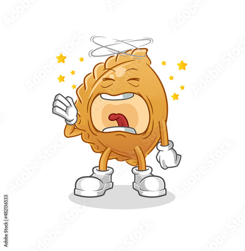 dumpling yawn character. cartoon mascot vector