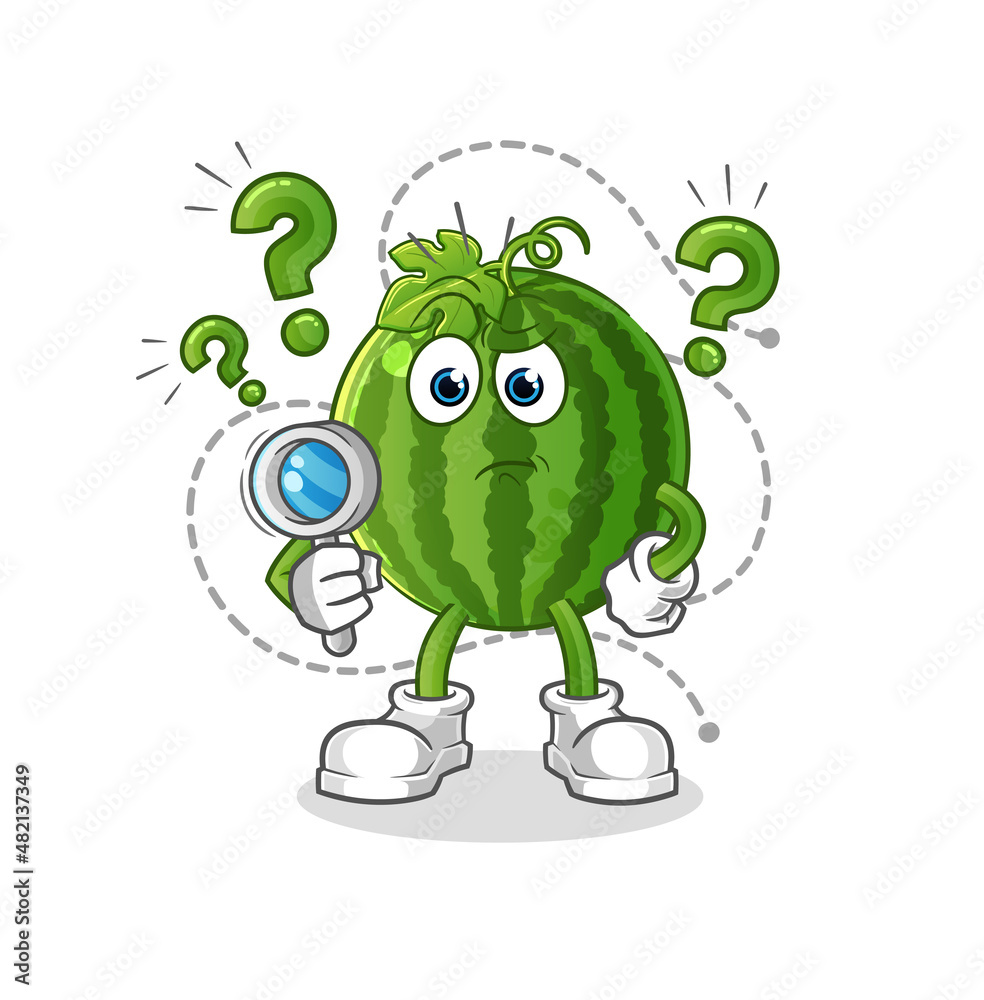 watermelon searching illustration. character vector watermelon searching illustration. character vector