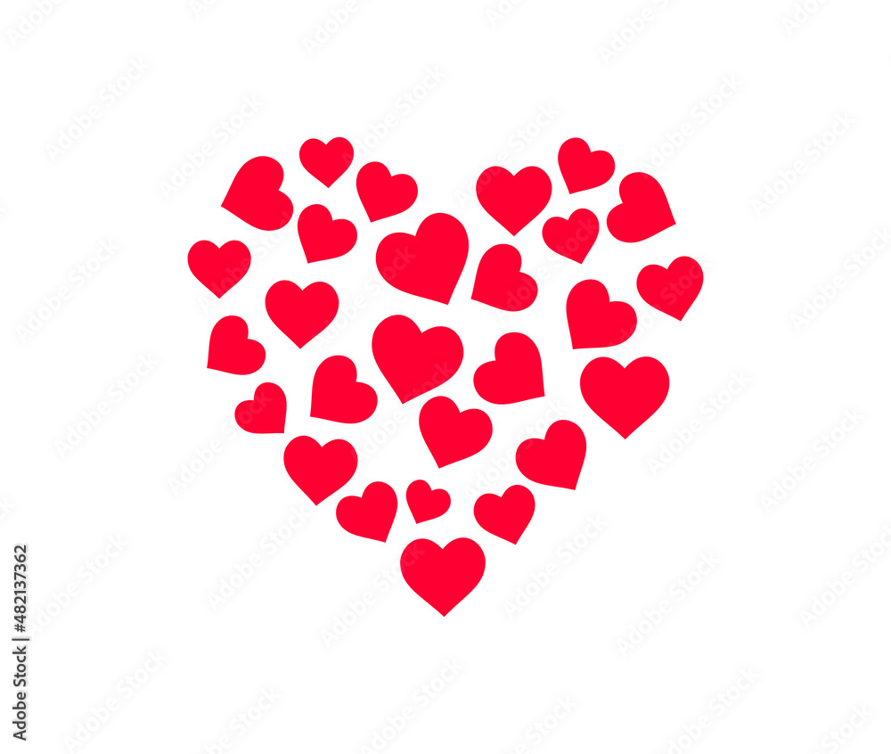 Hearts love symbol. Vector illustration. Flat design.