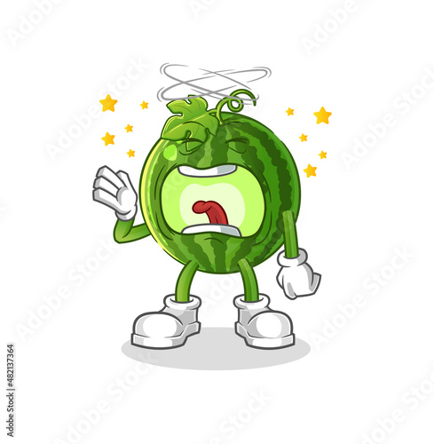 watermelon yawn character. cartoon mascot vector