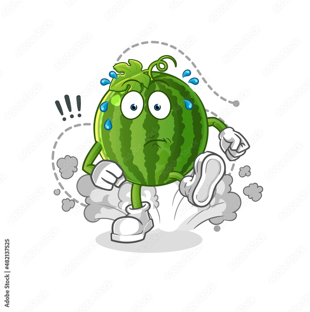 Obraz premium watermelon running illustration. character vector