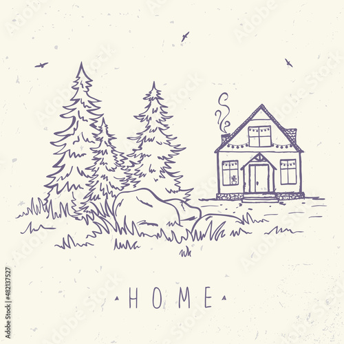 house and spruce