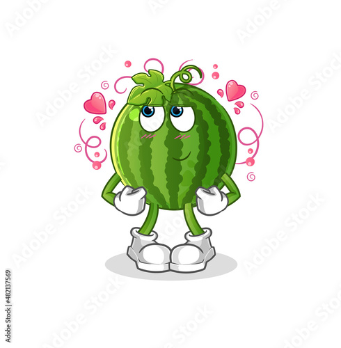 watermelon shy vector. cartoon character