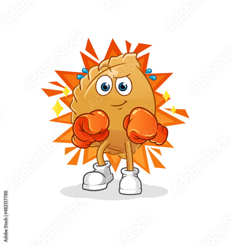 dumpling boxer character. cartoon mascot vector