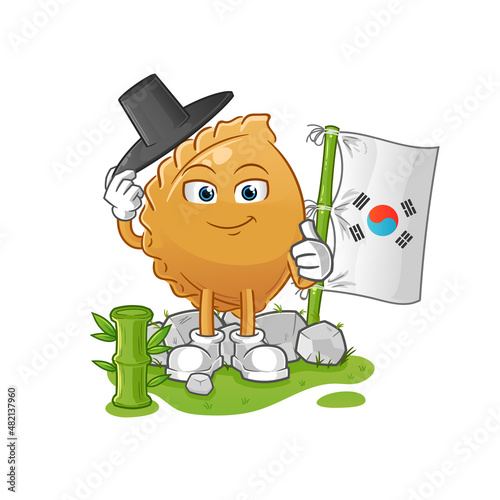 dumpling korean character. cartoon mascot vector