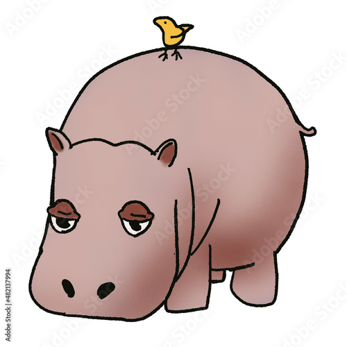 vintages cartoon style hippopotamus