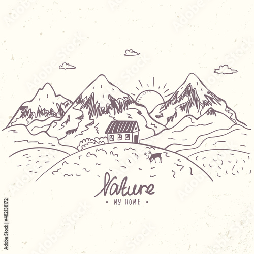Mountain sketch vector