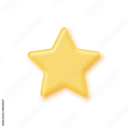 3d gold rating star  realistic golden glossy badge of positive customer feedback