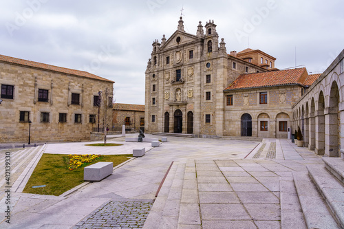 Square with old buildings in the monumental city heritage of humanity. Ávila, Spain.