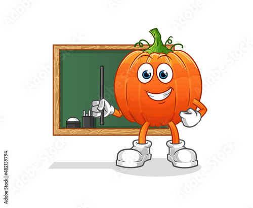 pumpkin teacher vector. cartoon character