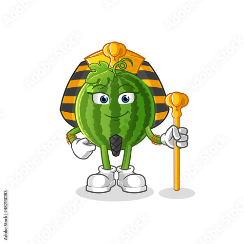 watermelon ancient egypt cartoon. cartoon mascot vector