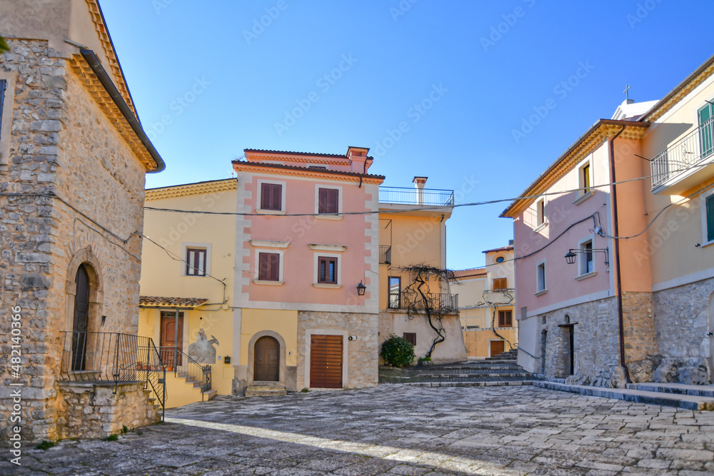 A small square of Campodimele, a medieval town of Lazio region, Italy.
