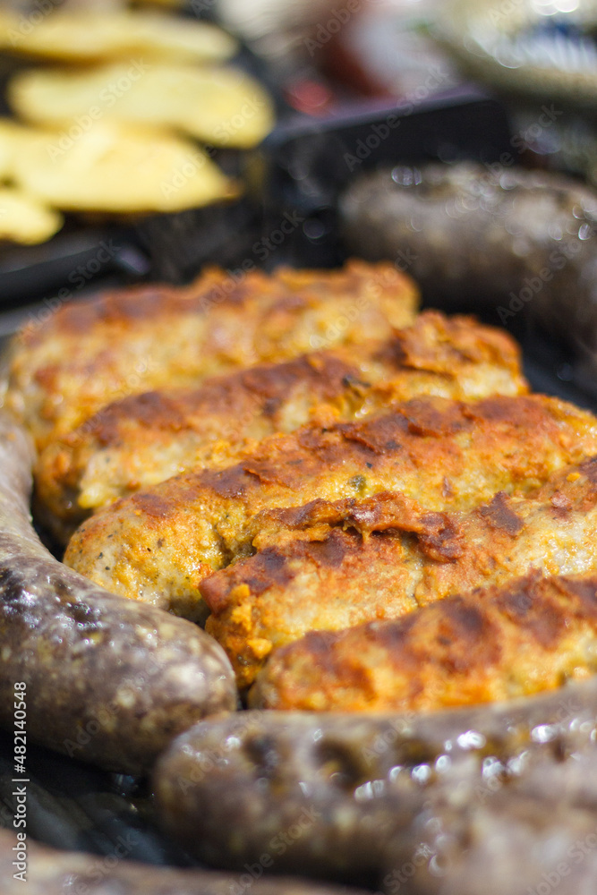 Grilled homemade sausage with spices. Traditional polish food Grilled homemade sausage with spices. Traditional polish food