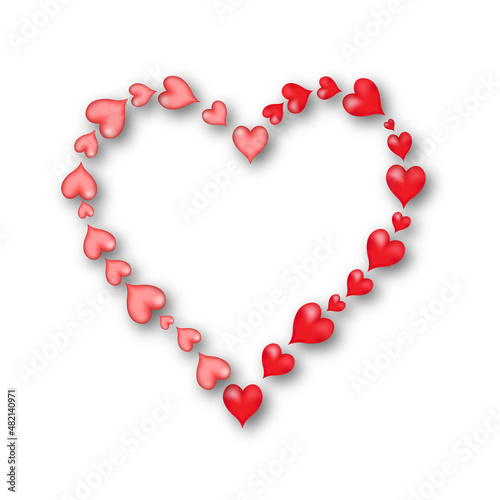 beautiful frame of red painted hearts, for Valentine's Day