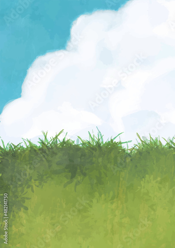夏の青空と雲の背景素材
