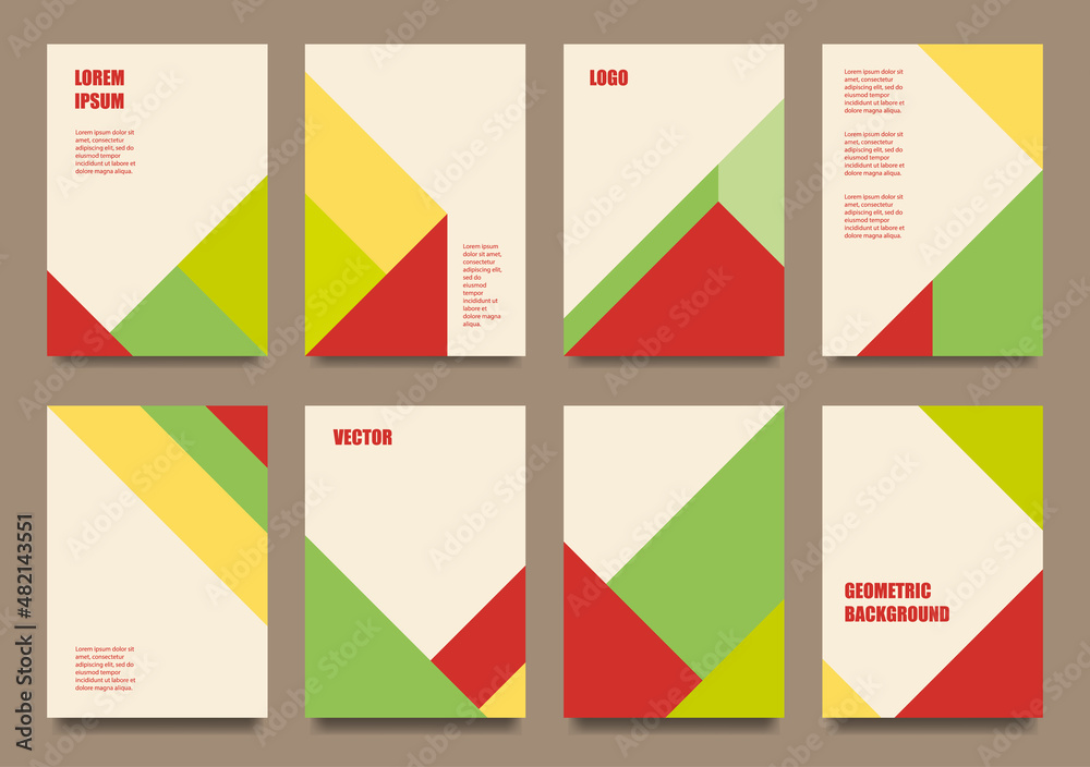 Collection of letterheads in geometric, minimalist style. Vector format.