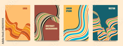 Set of backgrounds in retro style with colorful stripes. Vector format.