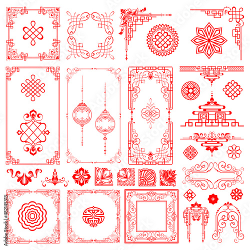 Asian Chinese and Japanese style Traditional clouds  
oriental Tribal pattern China elements ornament 
background for design prints Abstract flat cartoon 
backdrop Geometric texture 