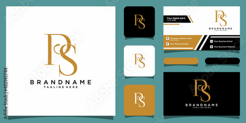 Initial letter PS logo, monogram logo with business card design template