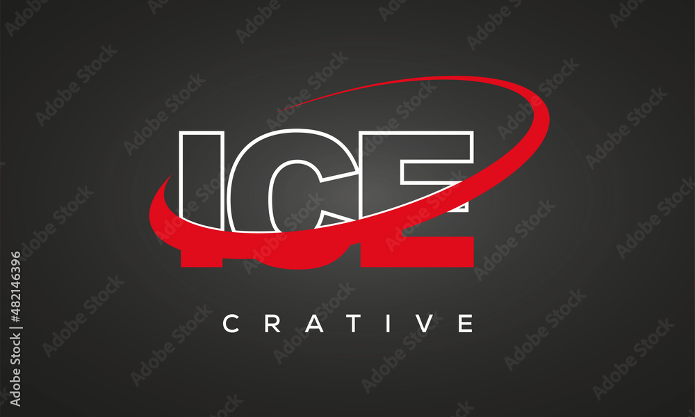 ICE creative letters logo with 360 symbol Logo design