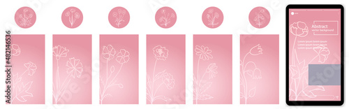 Highlights and story cover with flowers on pink