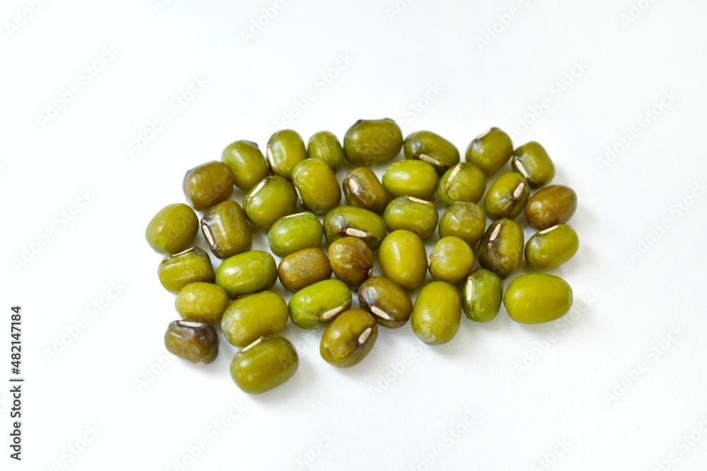 green beans on a white background green beans on a white background
