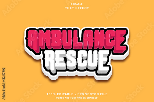 ambulance rescue cartoon game title editable text effect