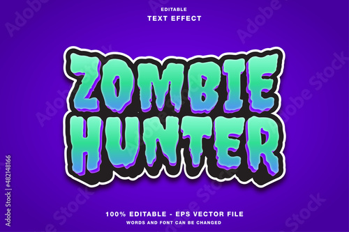 Zombie Hunter Cartoon Game Title Editable Text Effect