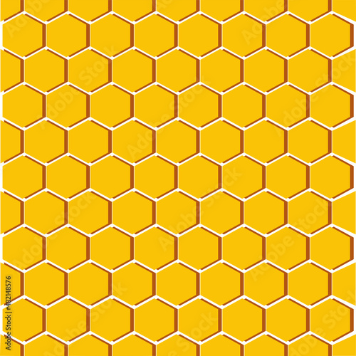 Honeycombs. Abstract geometric ornament. Yellow honeycombs on a white background. Vector illustration.