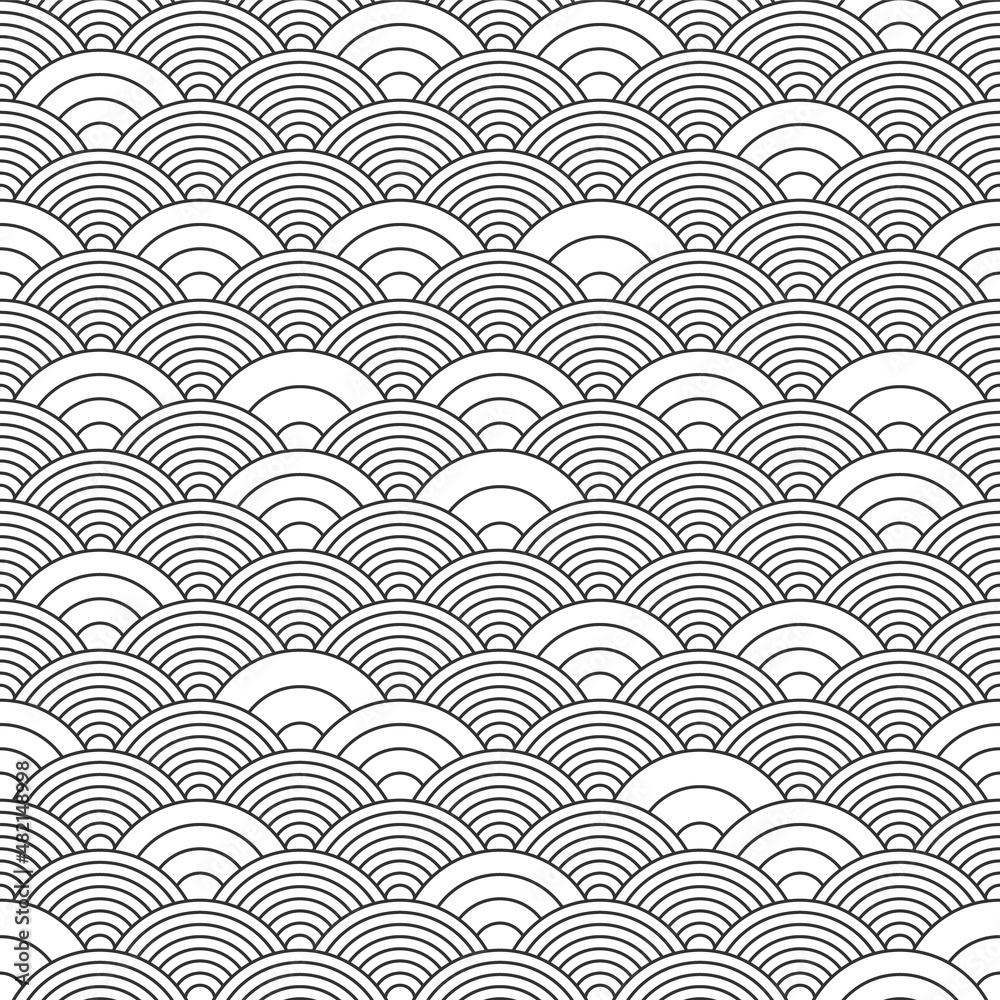 Japanese pattern seamless wave vector background of black and white color. Japanese pattern seamless wave vector background of black and white color.