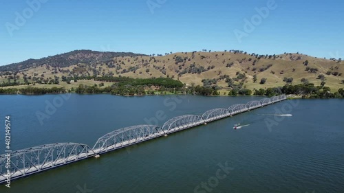 The Bethanga or BellBridge Bridge is a steel truss road bridge that carries the Riverina Highway across Lake Hume, an artificial lake on the Murray River in Australia. photo