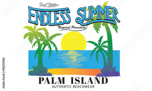 Palm island graphic print design  for t shirt, sticker, poster and others.