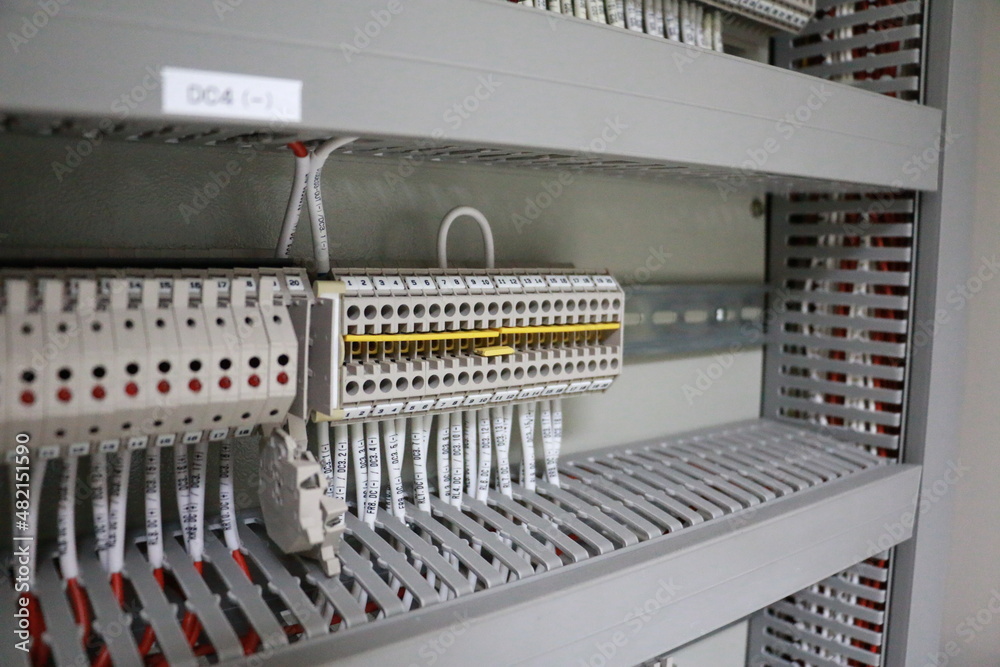 Terminal for wiring ,Control system wiring in terminal fuse ,electric wires and cables on electrical terminal blocks, power distribution wiring main panel Terminal for wiring ,Control system wiring in terminal fuse ,electric wires and cables on electrical terminal blocks, power distribution wiring main panel