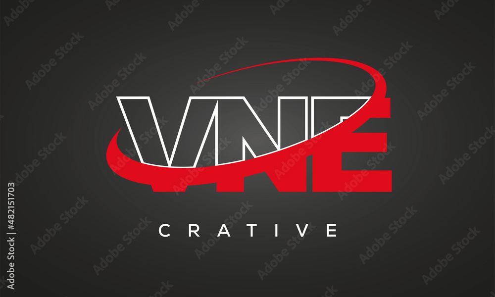 VNE creative letters logo with 360 symbol Logo design